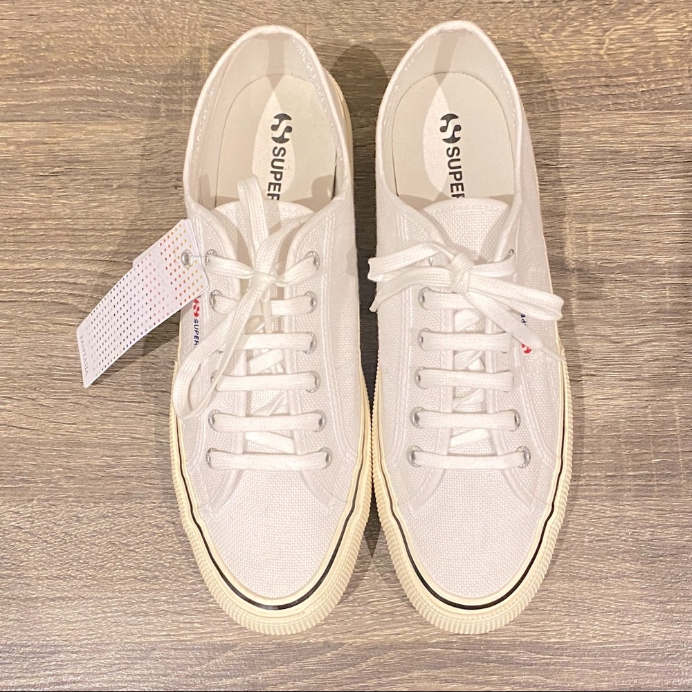 NWT SUPERGA Fantasia Man’s White Classic Sneakers Size 44 brand new with tags - Picture 2 of 15